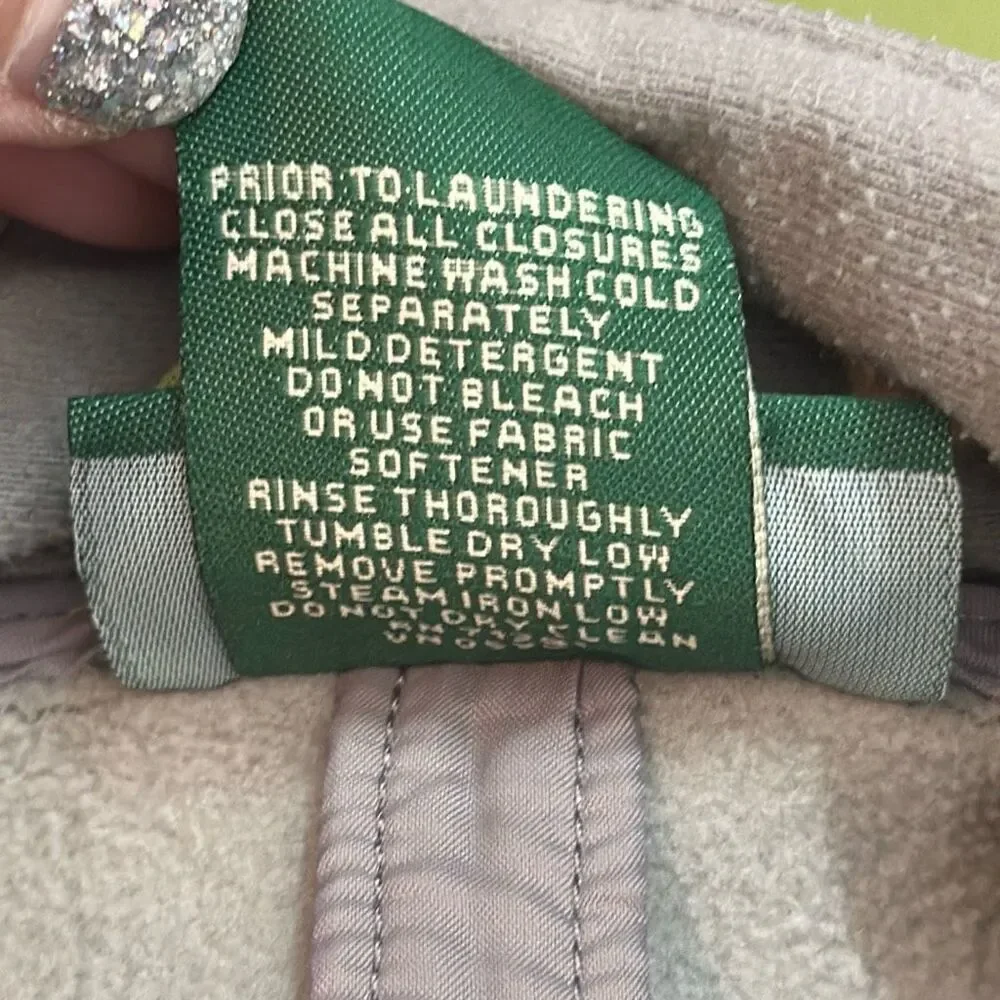 LL BEAN Soft Shell Windstopper Fleece Lined Nylon Jacket Zip Women M Green 0AKM4